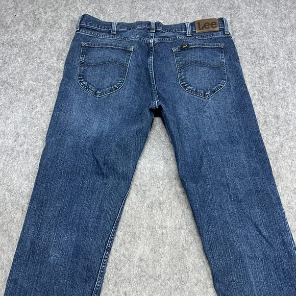 Lee Jeans Mens 38x30 Blue Straight Stretch Denim Medium Wash Pants FITS38x29 - Picture 8 of 15